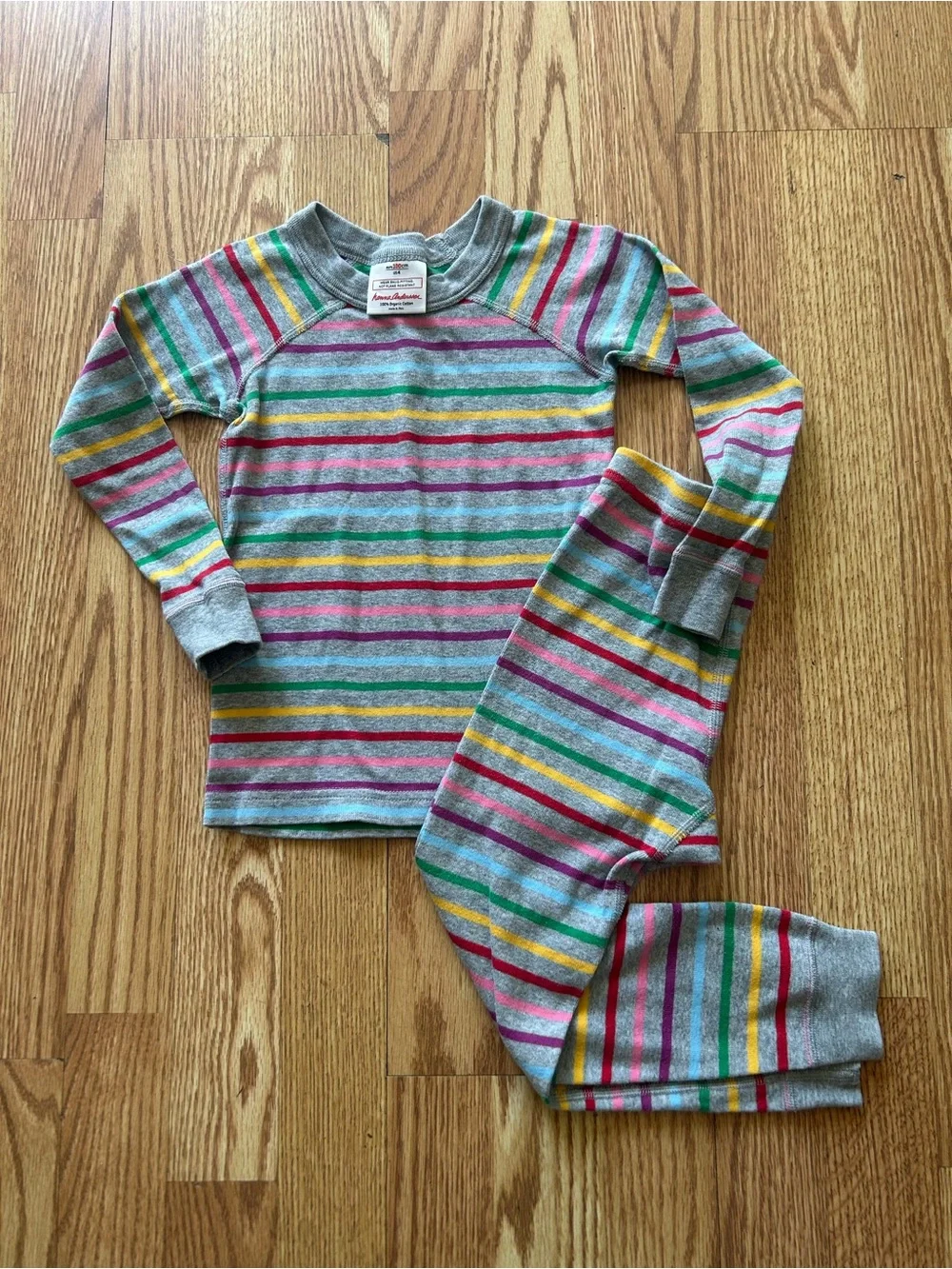 Hanna Andersson Gray Stripe Pajama Set EUC Size 100/US4